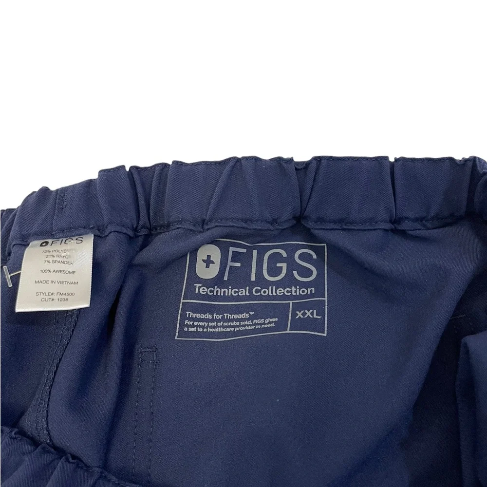 FIGS Men Scrub Pants Drawstring With SIDE & Back Pockets Size XXL Navy Blue